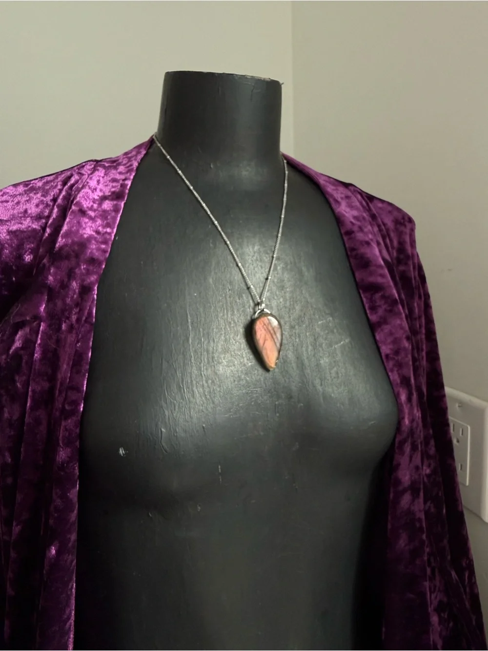 Labradorite Teardrop Pendant Necklace - Rose Flash natural  crystal jewelry